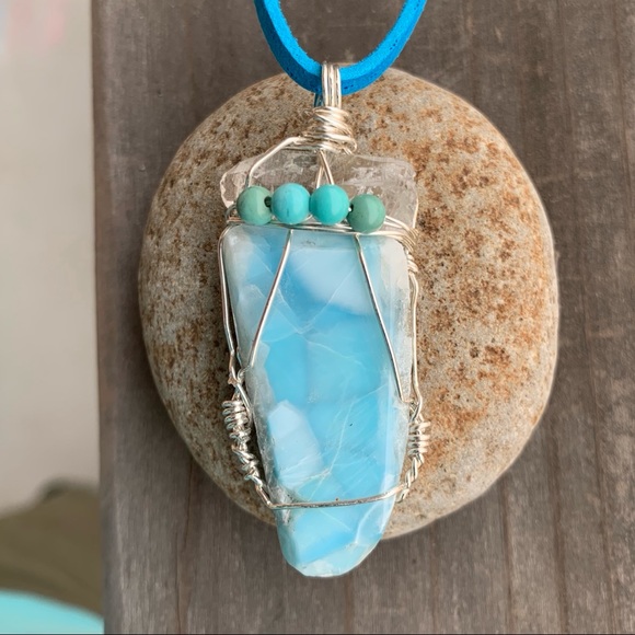 Mandy Rose Design Jewelry - Quartz, Larimar & Turquoise Pendant
